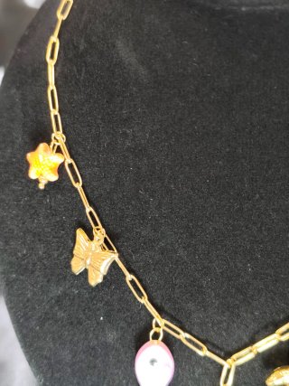 Collar cadena eslabones con charms marinos