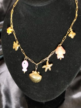 Collar cadena eslabones con charms marinos