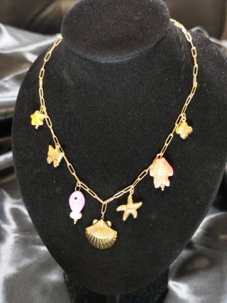 Collar cadena eslabones con charms marinos
