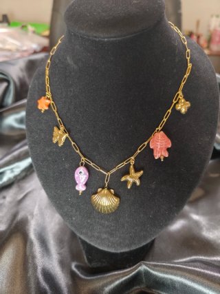 Collar cadena eslabones con charms marinos