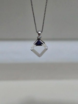 Collar Plata 925 Ley Colgante Azul Hexagonal