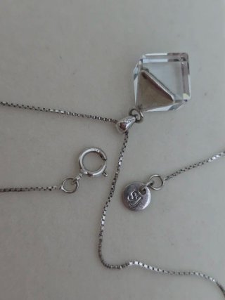 Collar Plata 925 Ley Colgante Azul Hexagonal