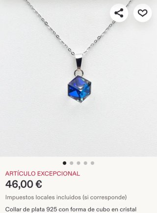 Collar Plata 925 Ley Colgante Azul Hexagonal