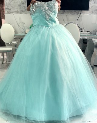 Vestido de Quinceañera Turquesa Brillante