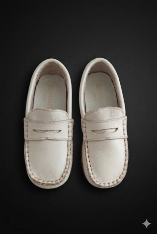 Mocasines de cuero blanco niño Talla 25