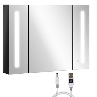 Armadietto con Specchio da Bagno a Parete in MDF c
