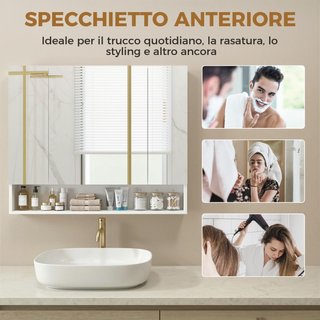 Specchiera Bagno con Armadietto 3 Ante Soft Close