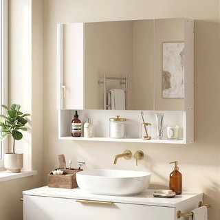 Specchiera Bagno con Armadietto 3 Ante Soft Close