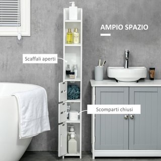 Colonna Bagno con Mensole e Armadietti, Mobile Alt