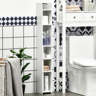 Colonna Bagno con Mensole e Armadietti, Mobile Alt