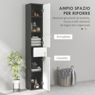 Colonna Bagno Salvaspazio in Legno con 2 Armadiett