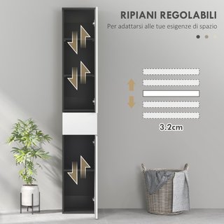 Colonna Bagno Salvaspazio in Legno con 2 Armadiett