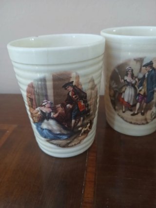 Set 3 bicchieri antichi Crown Devon Inghilterra.