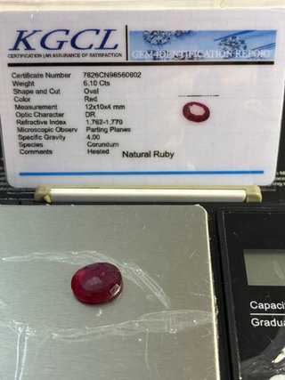 Rubí Natural Mozambique 6.10 Ct KGGL