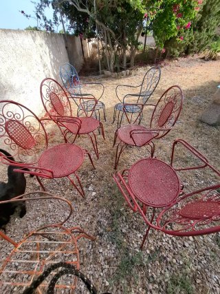 Lote 7 Sillas Hierro Forjado Exterior