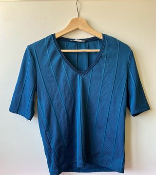 Blusa manga corta mujer azul