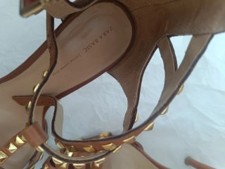 Zapatos Zara Tacon Tachuelas Marrones Talla 37