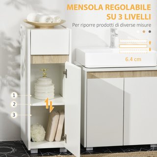Mobiletto Bagno con Cassetto e Armadietto con Mens