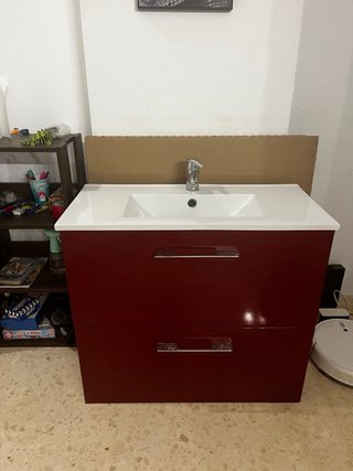 Mueble conpleto de baño 80cm rojo