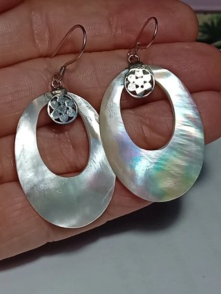 Pendientes Plata Ley nacar Ovalados