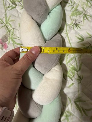 Protector cuna trenzado 190 cm | Blanco gris menta