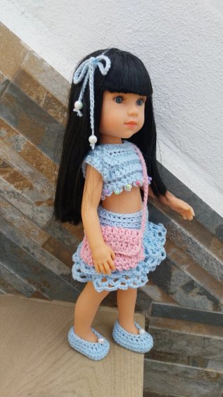 Conjunto Ropa Crochet Muñeca Paola Reina,Corolle