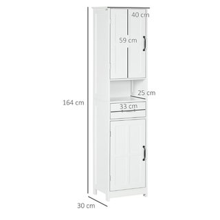 Mobile Colonna Bagno in Legno con Mensola Aperta,