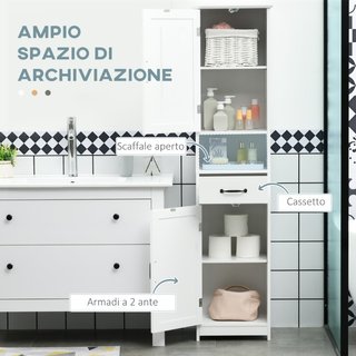 Mobile Colonna Bagno in Legno con Mensola Aperta,