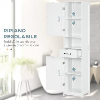 Mobile Colonna Bagno in Legno con Mensola Aperta,