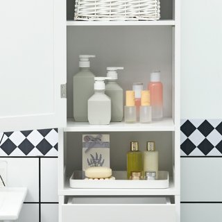 Mobile Colonna Bagno in Legno con Mensola Aperta,