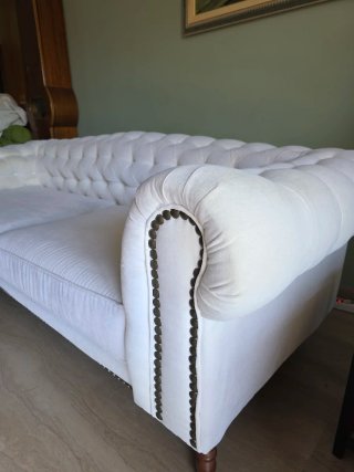 Sofá Chester blanco de tela