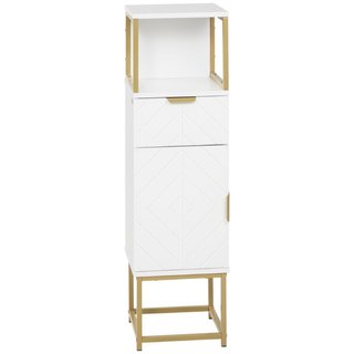 Mobile Colonna Bagno con Cassetto, Armadietto e Ri