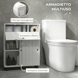 Mobile Bagno Stretto con Ruote, Ante Scorrevoli, R
