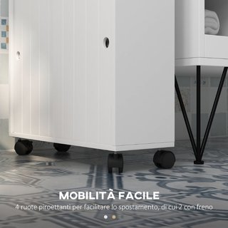 Mobile Bagno Stretto con Ruote, Ante Scorrevoli, R