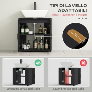 Mobile Sottolavabo Bagno in Legno con Armadietto 2