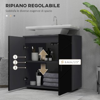 Mobile Sottolavabo Bagno in Legno con Armadietto 2