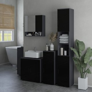 Mobile Sottolavabo Bagno in Legno con Armadietto 2