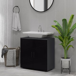 Mobile Sottolavabo Bagno in Legno con Armadietto 2