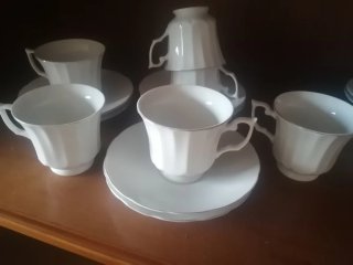 Juego de café porcelana flores rosas