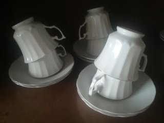 Juego de café porcelana flores rosas