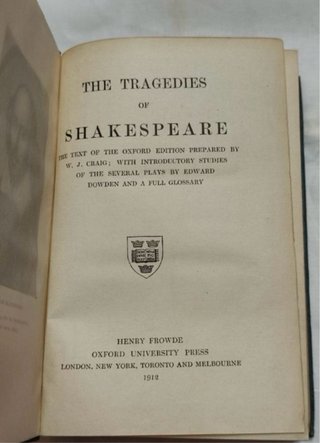 Shakespeare tragedies 1912 Oxford