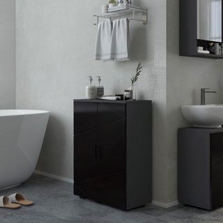Mobiletto Bagno 2 Ante in Legno con 3 Ripiani e Ch