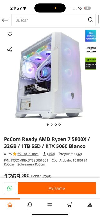 PC Gaming Ryzen 7 5800X | RTX 5060 32GB | 1TB SSD