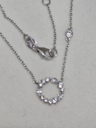 Collar Plata 925 Ley Círculo con Circonitas