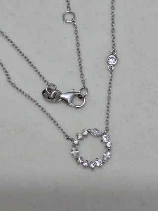 Collar Plata 925 Ley Círculo con Circonitas