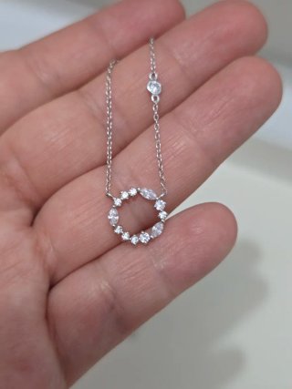 Collar Plata 925 Ley Círculo con Circonitas