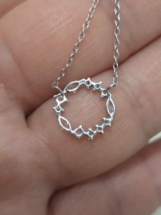 Collar Plata 925 Ley Círculo con Circonitas
