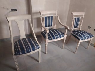 Juego 3 sillas madera diseño rayas