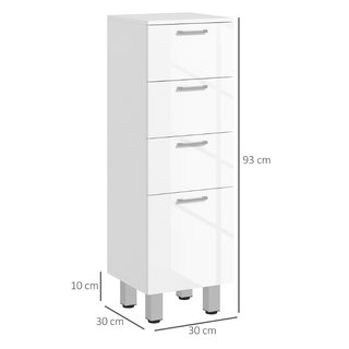 Mobiletto Bagno in Truciolato con 4 Cassetti e Bas