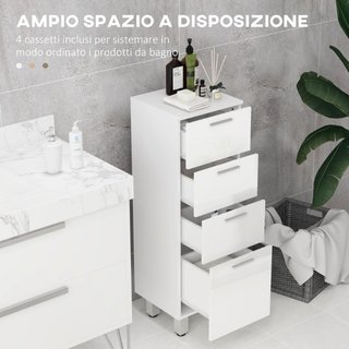 Mobiletto Bagno in Truciolato con 4 Cassetti e Bas